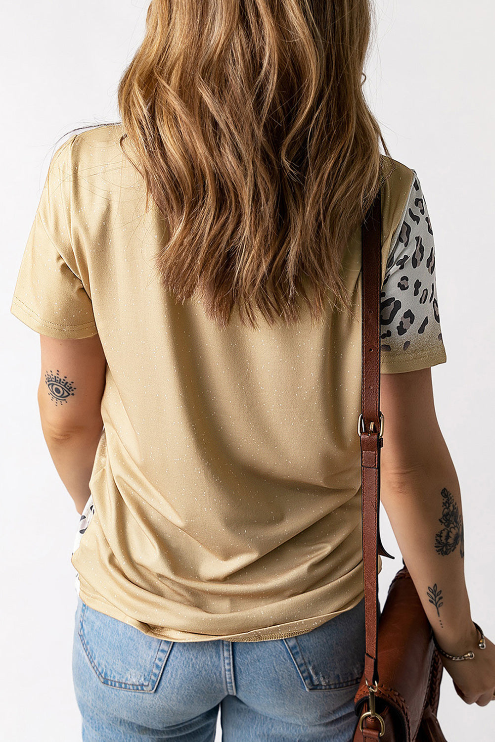 Back view of graphic round neck short sleeve T-shirt