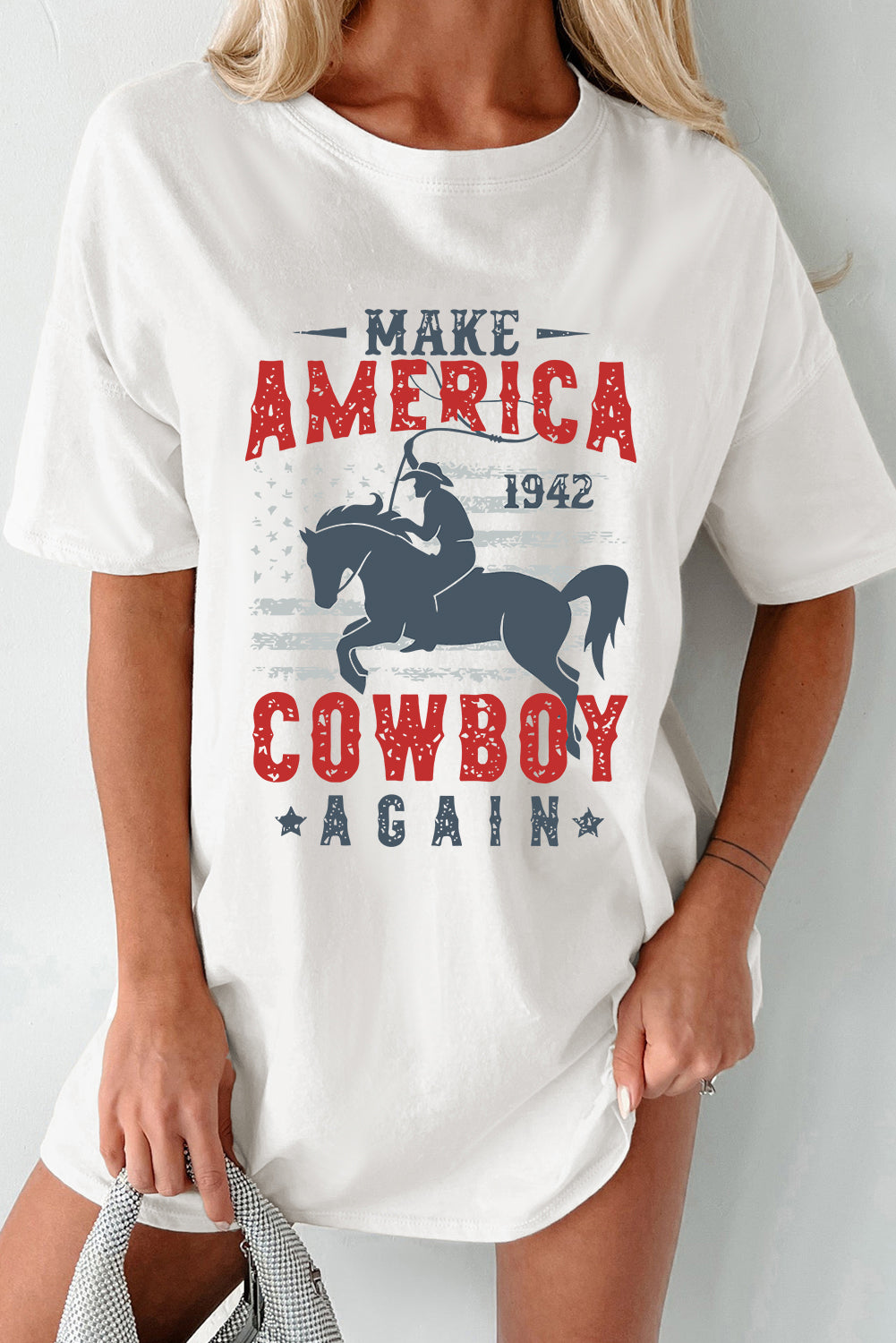 White T-shirt with cowboy graphic and &