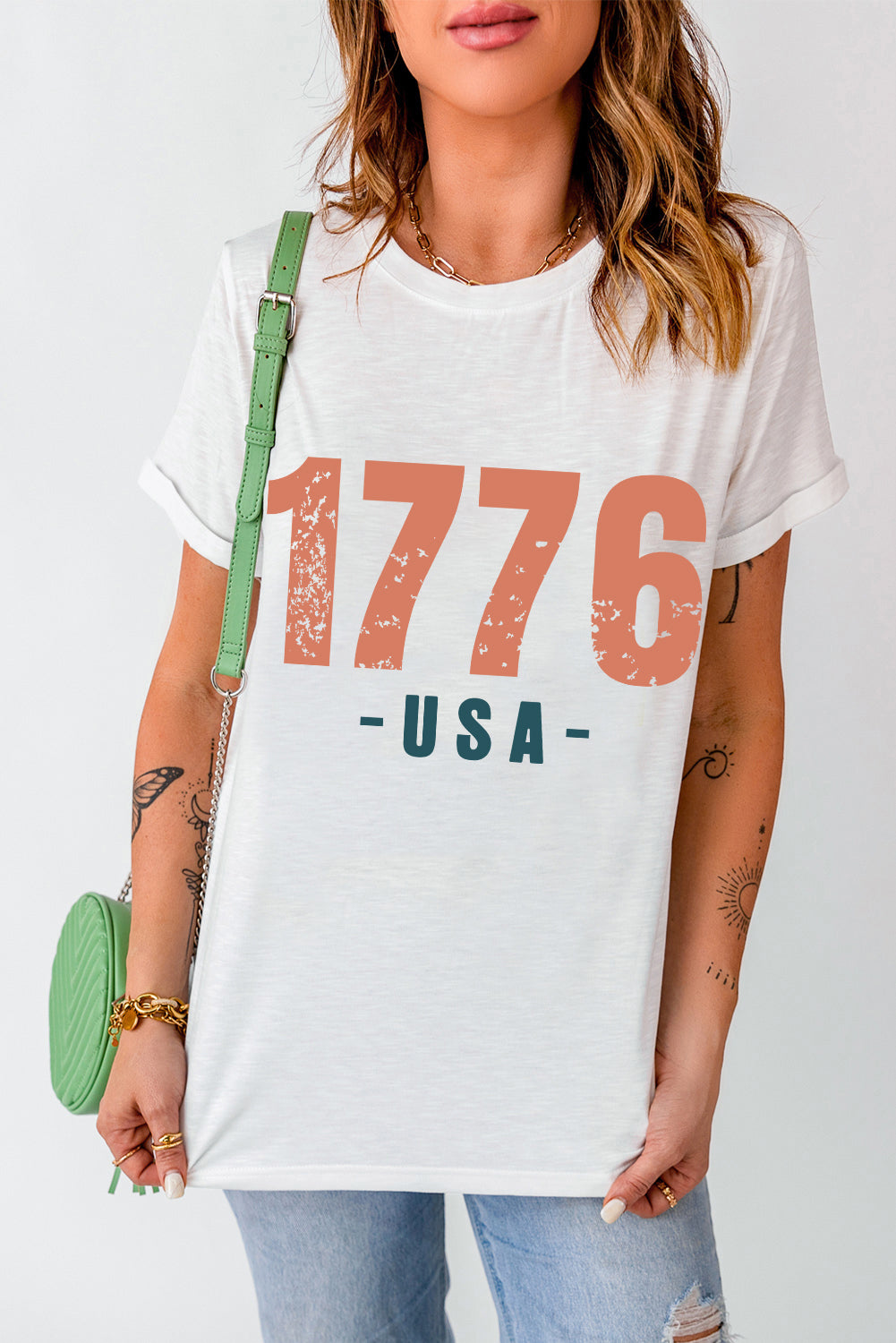 Round neck T-shirt with &
