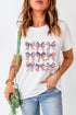 White T-shirt with bow graphic, round neck, short sleeves