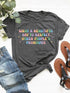 Gray T-shirt with colorful pronoun respect message