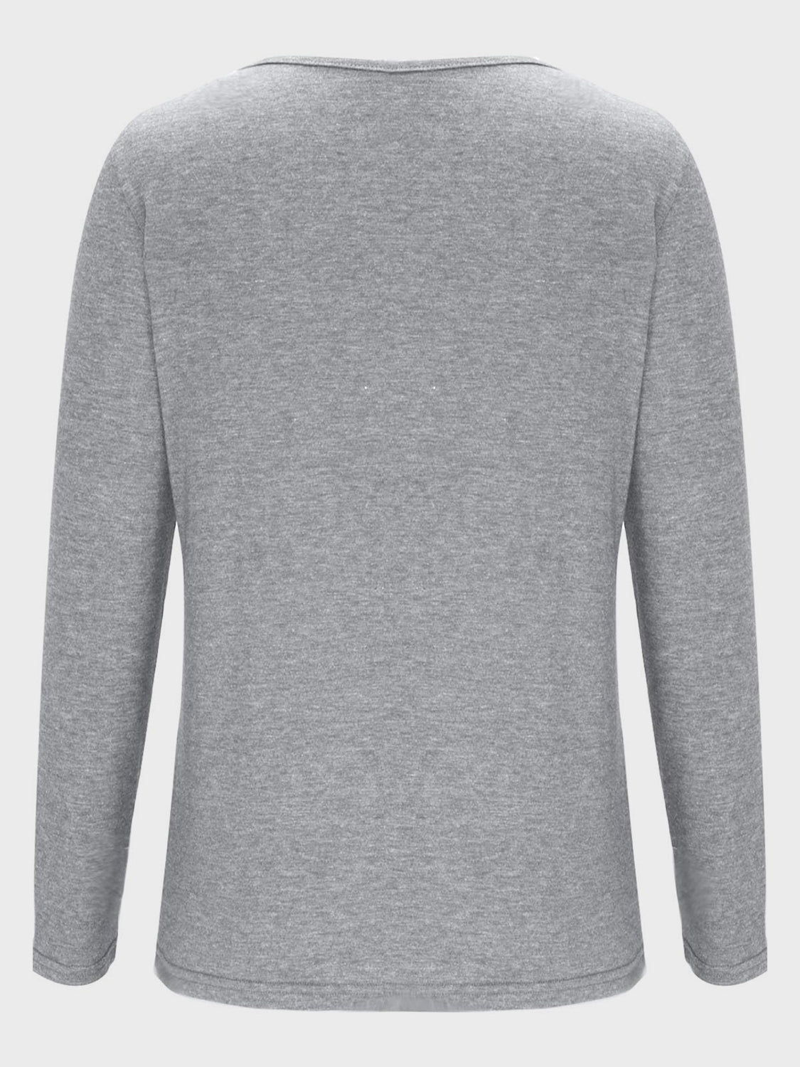 Gray crisscross V-neck long sleeve T-shirt, plain back view