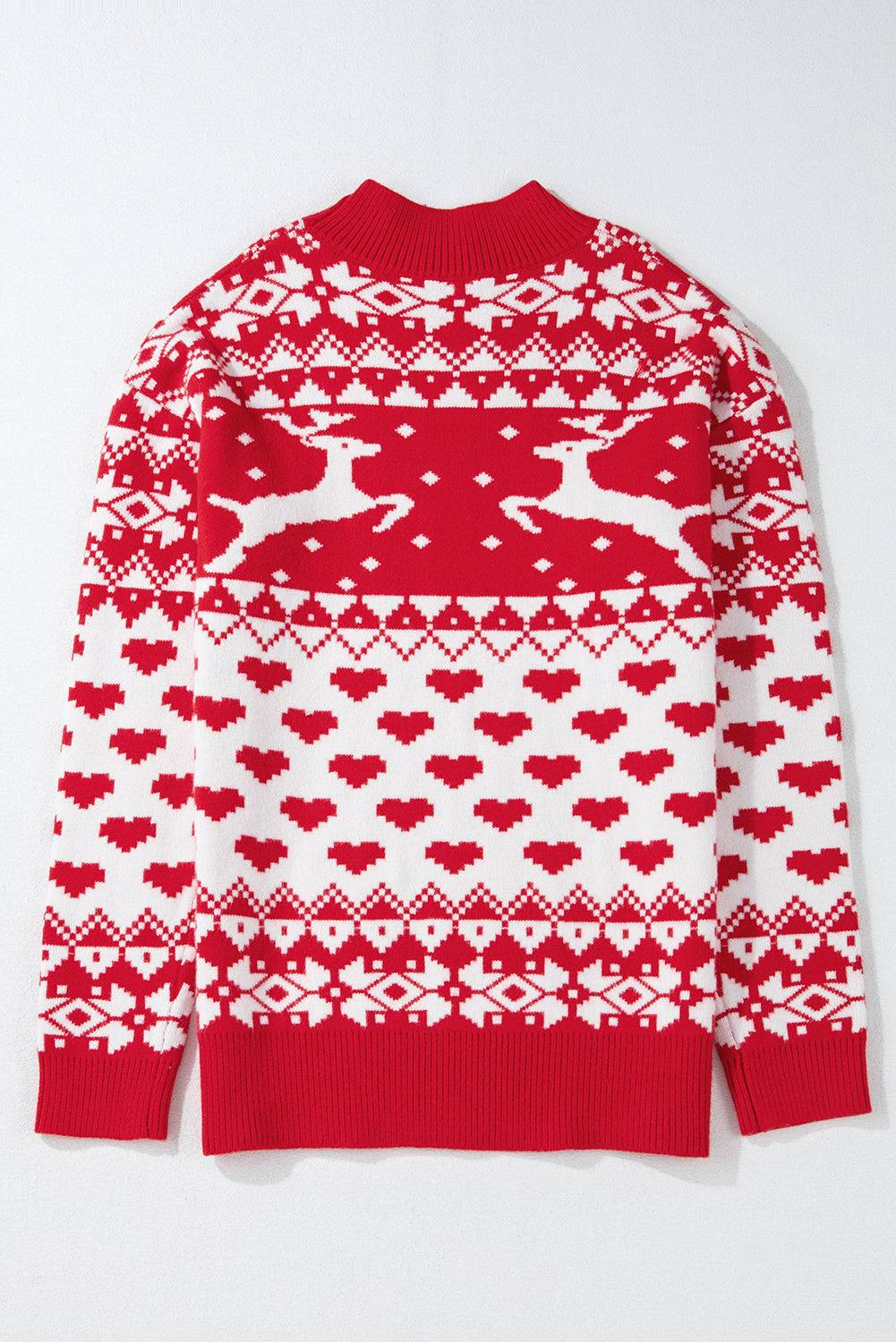 Back view of red and white Christmas sweater