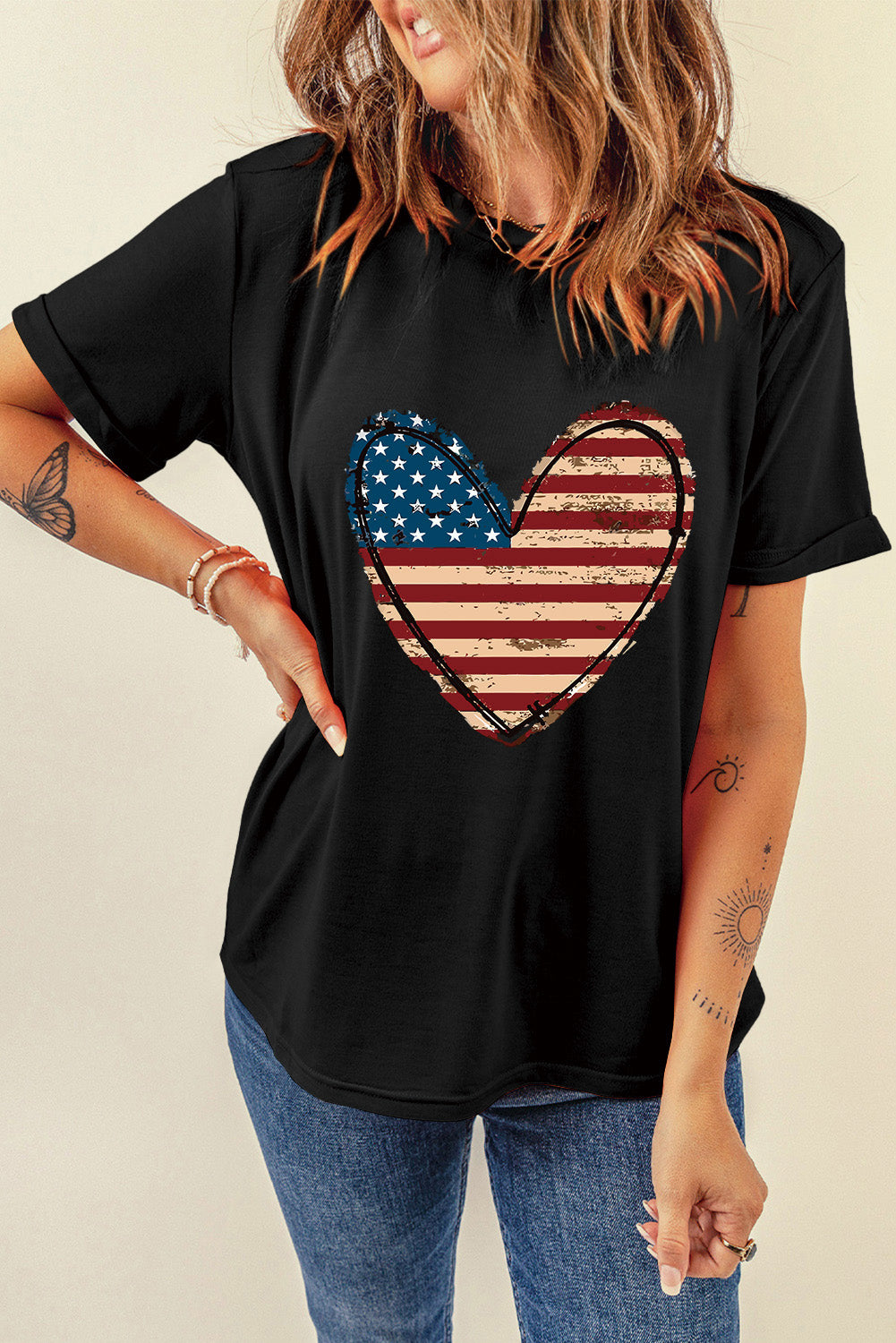 Stars and Stripes Heart T-Shirt, side view