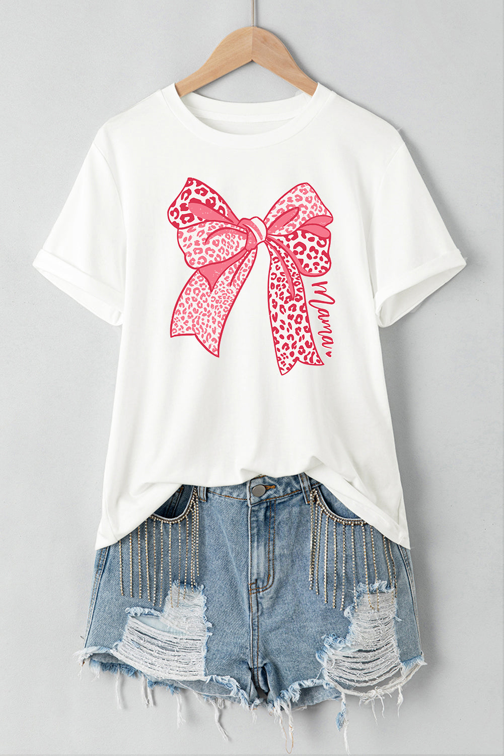 T-Shirt mit Rundhalsausschnitt und Schleife Grafik