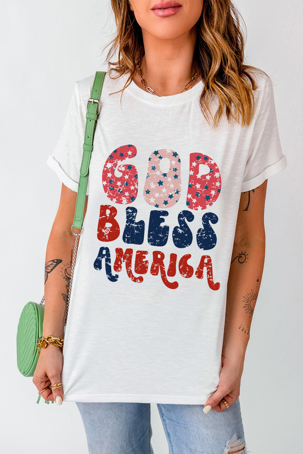 Round neck T-shirt with &