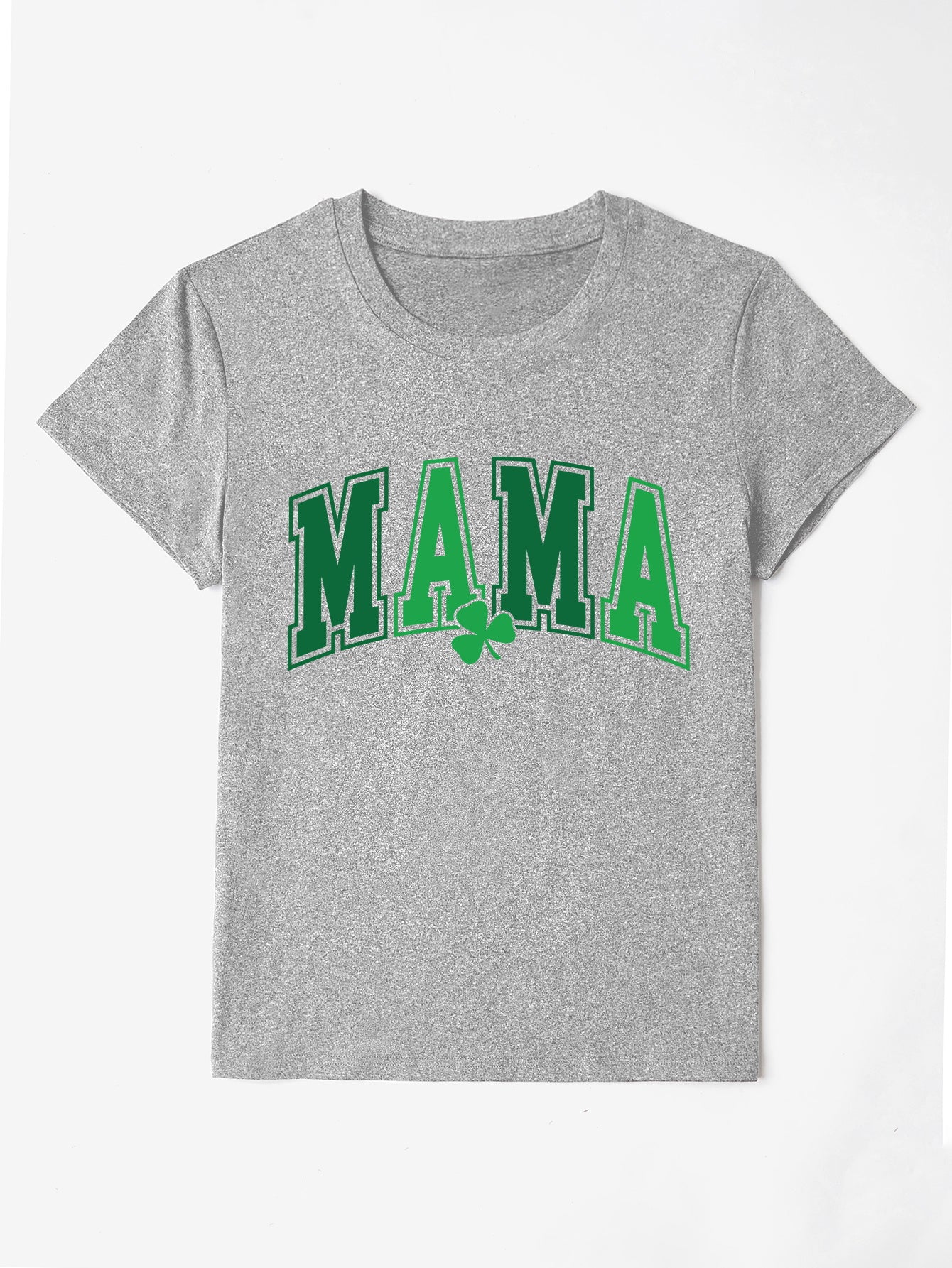 Gray MAMA round neck short sleeve T-shirt