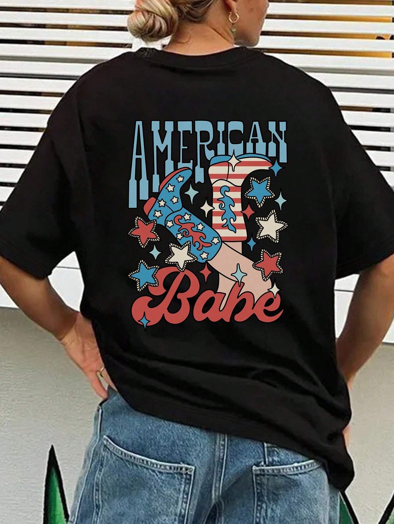 Black graphic T-shirt with &