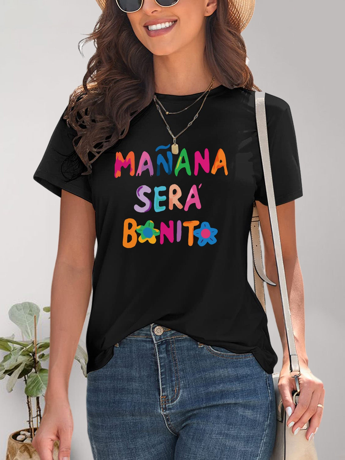 Black T-shirt with vibrant &