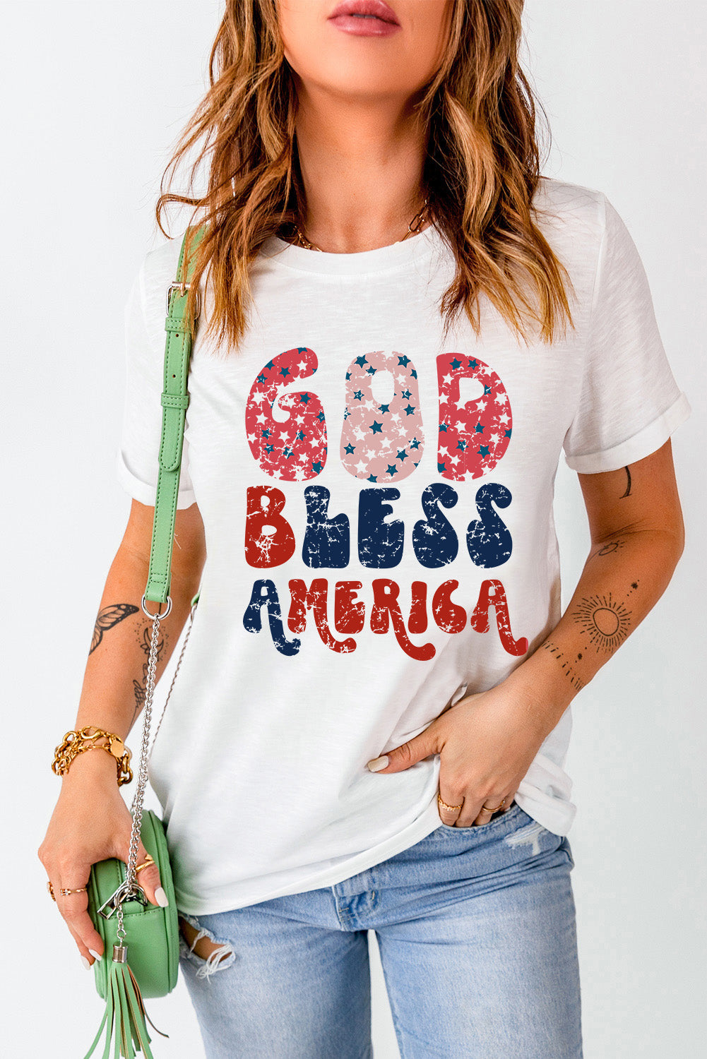 White T-shirt with &