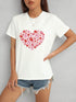 White heart round neck short sleeve t-shirt