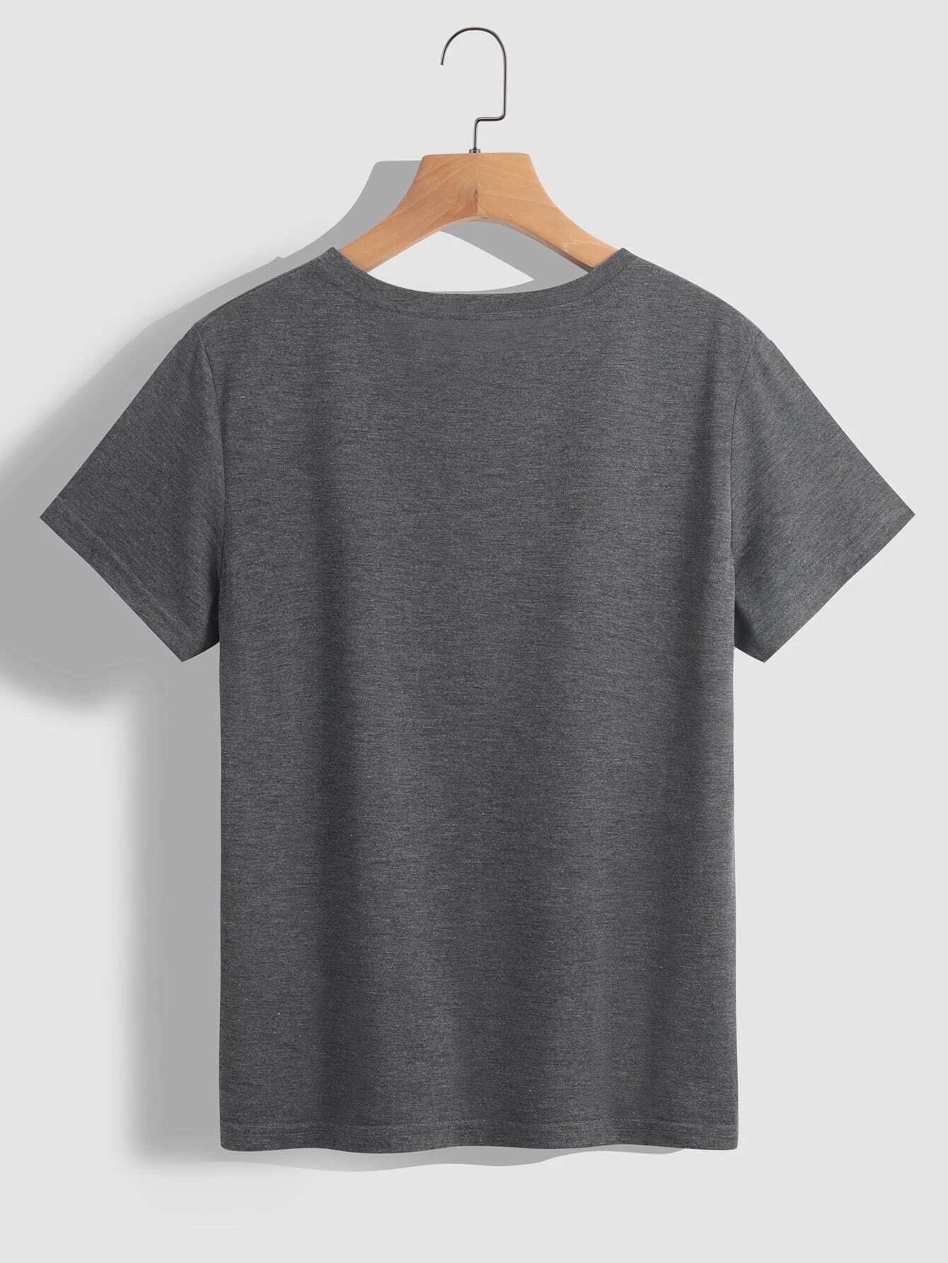 Back view of gray round neck T-shirt