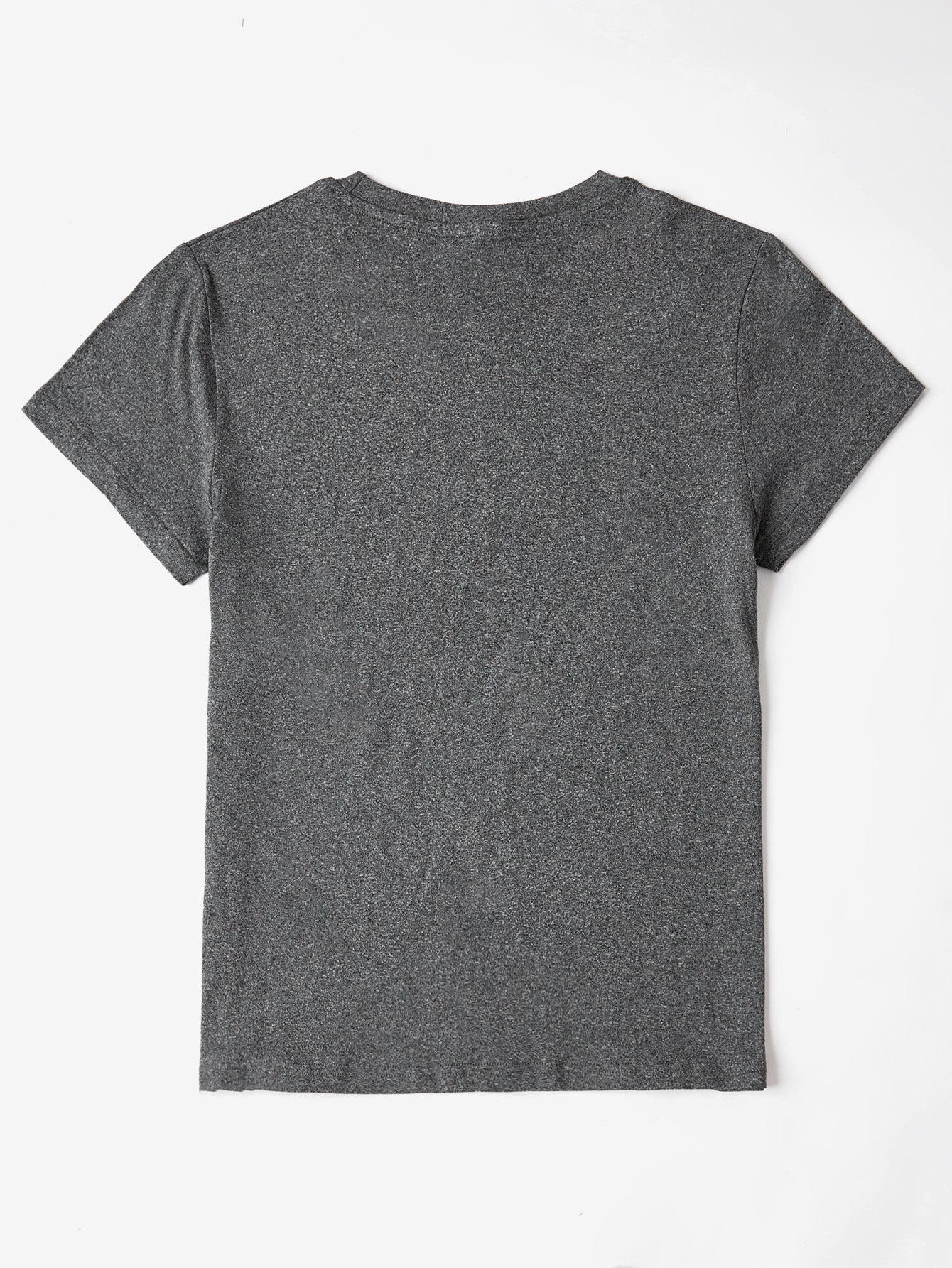Back view of gray round neck short sleeve t-shirt