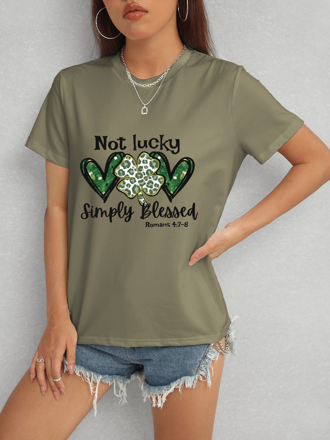 Olive T-shirt with &