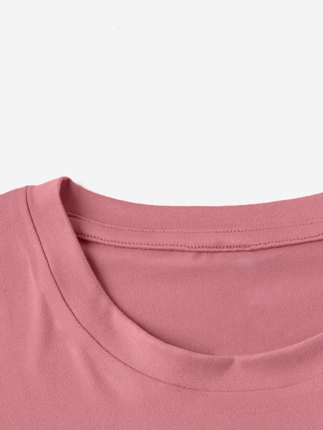 Close-up of rose T-shirt neckline stitching