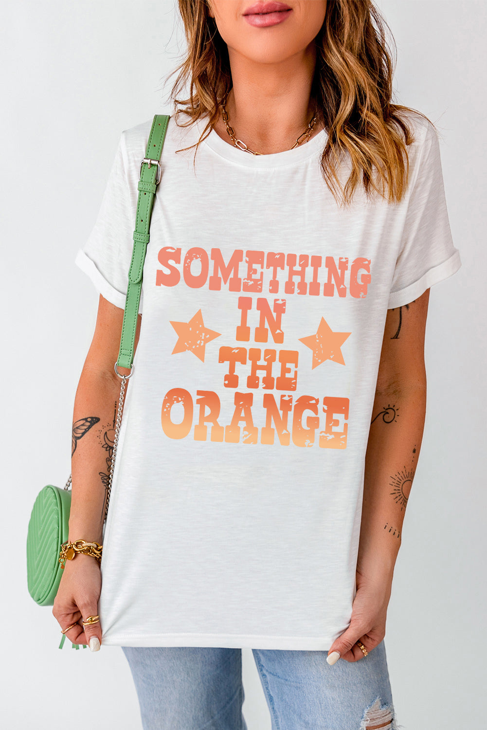 White T-shirt with &