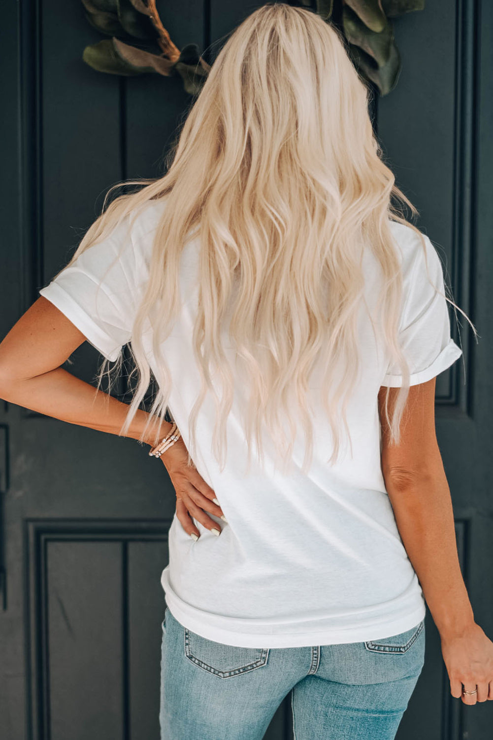 T-Shirt mit Rundhalsausschnitt und kurzen Ärmeln und Stiefelgrafik