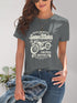 Gray motorcycle graphic round neck T-shirt, front view