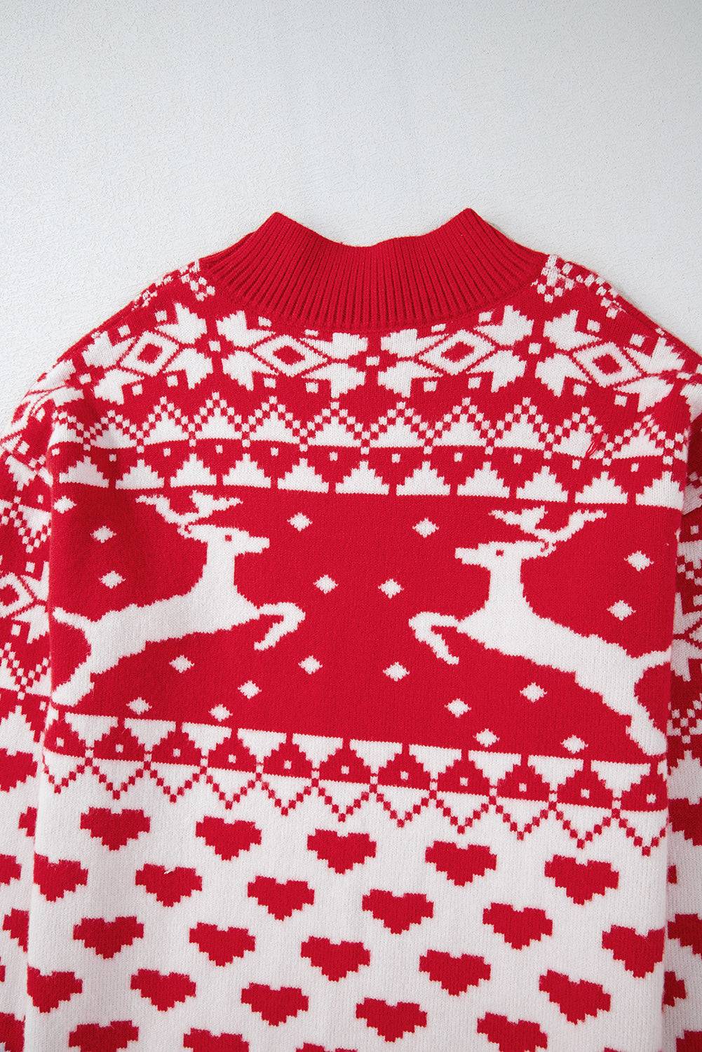 Back detail of Christmas sweater with reindeer pattern