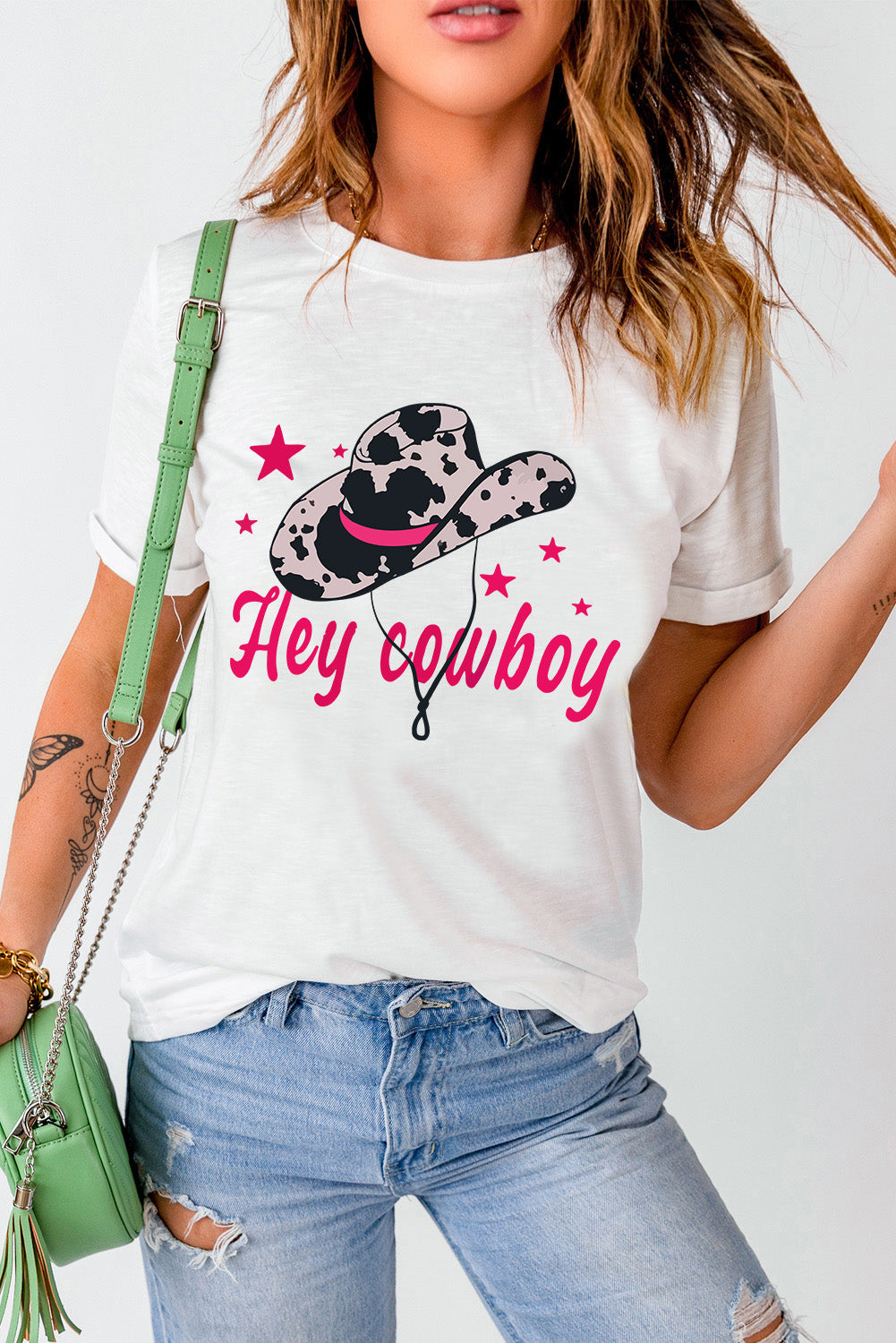 Graphic T-shirt with cowboy hat and &