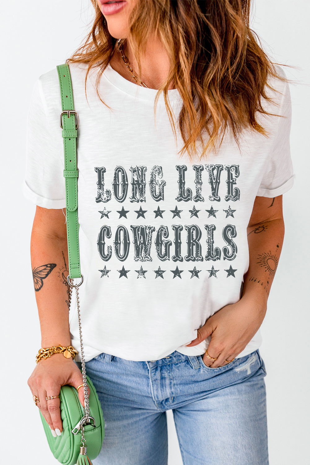 Round neck T-shirt featuring &