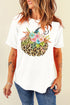 White T-shirt with leopard pumpkin graphic and floral design
