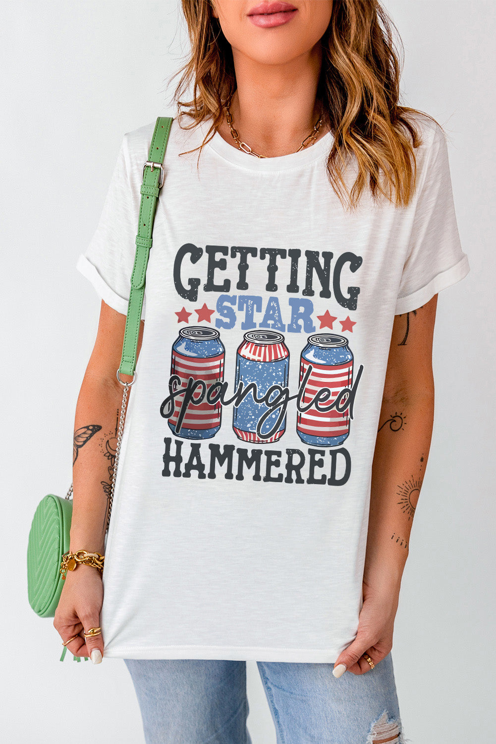 Round Neck T-Shirt featuring patriotic graphic print