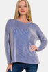 Zenana ribbed striped long sleeve t-shirt front view