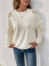 Perfee cutout round neck long sleeve sweatshirt front view