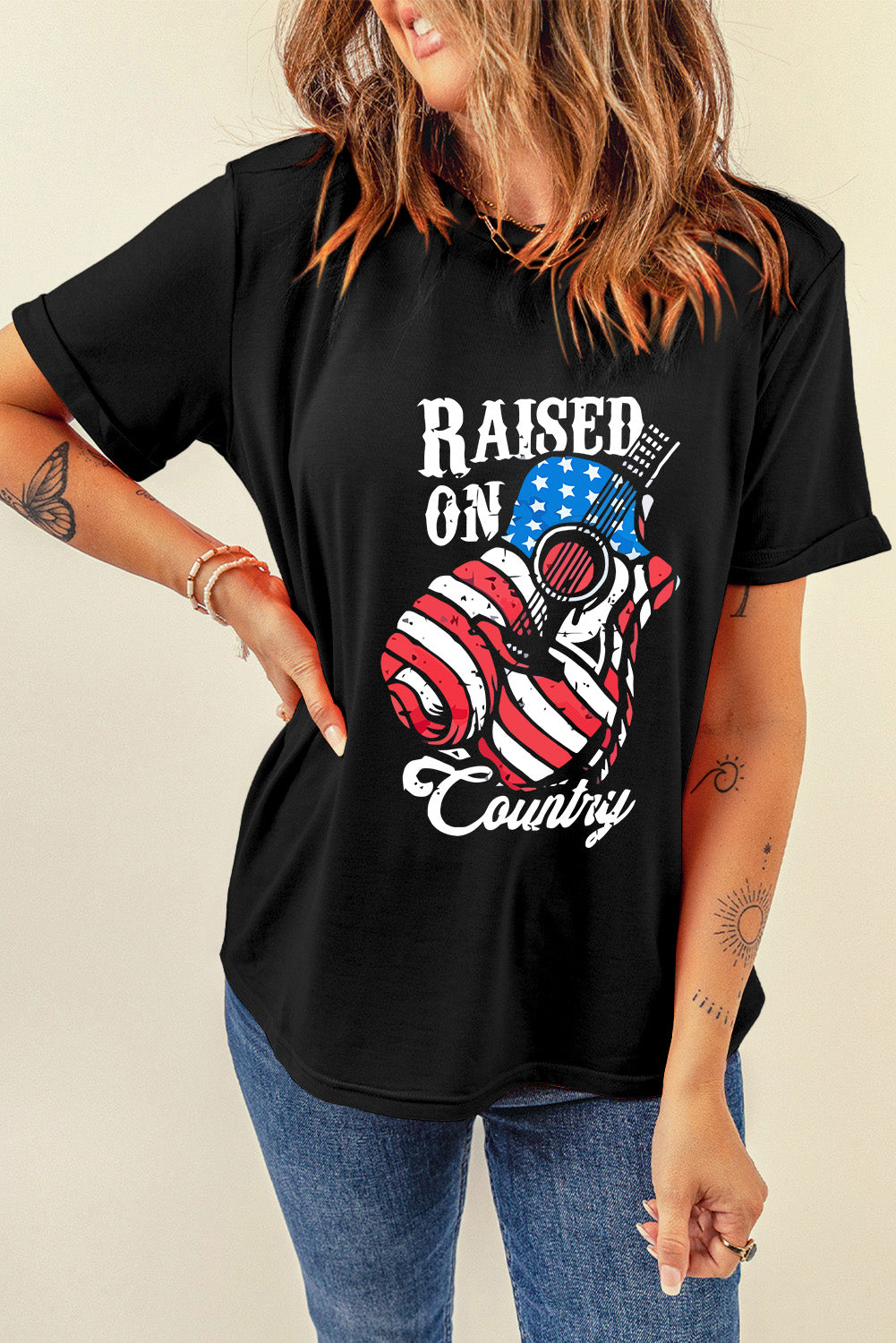Round neck T-shirt featuring &