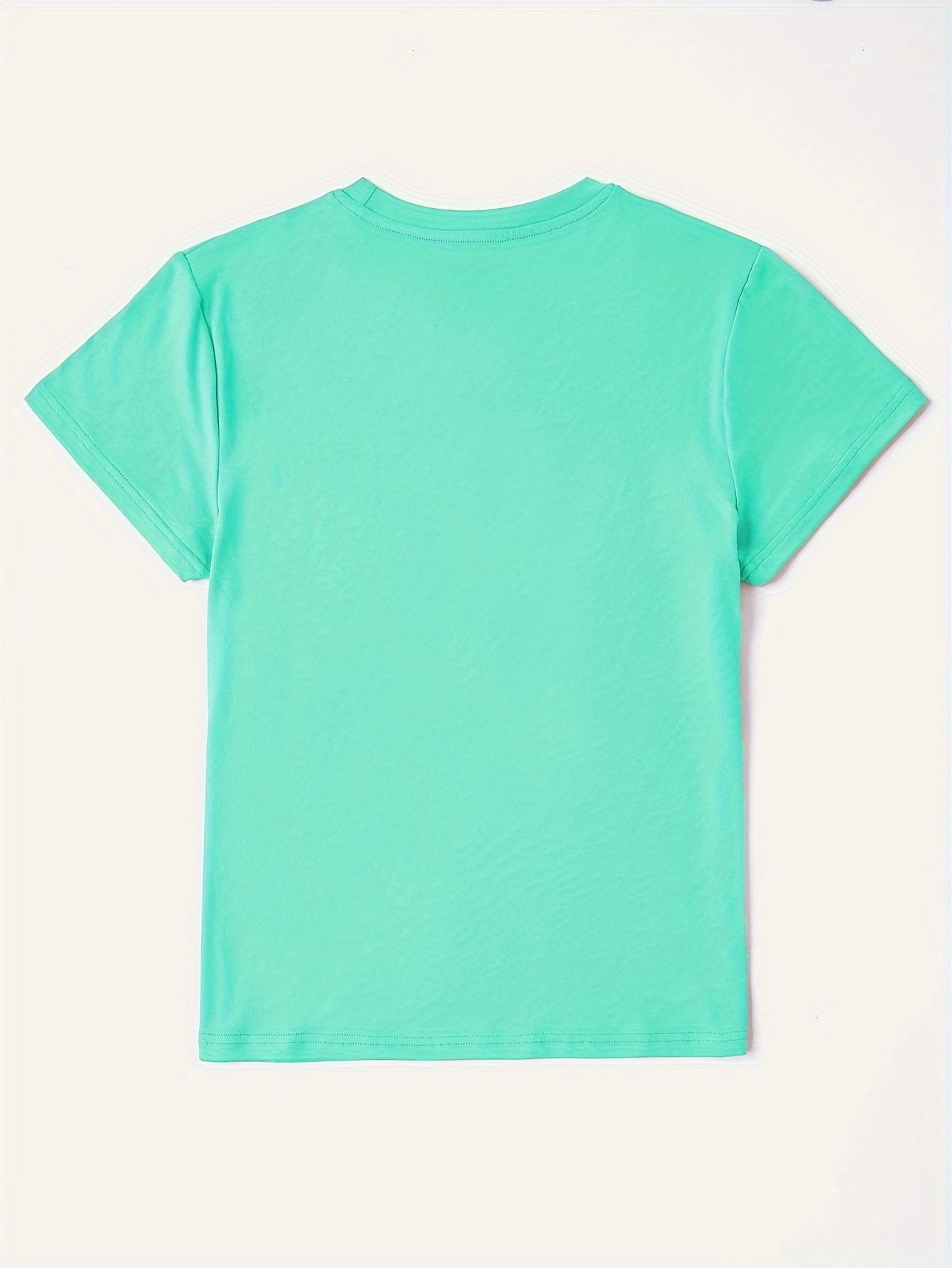 Back view of mint round neck short sleeve t-shirt