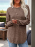 Brown ribbed round neck raglan sleeve t-shirt
