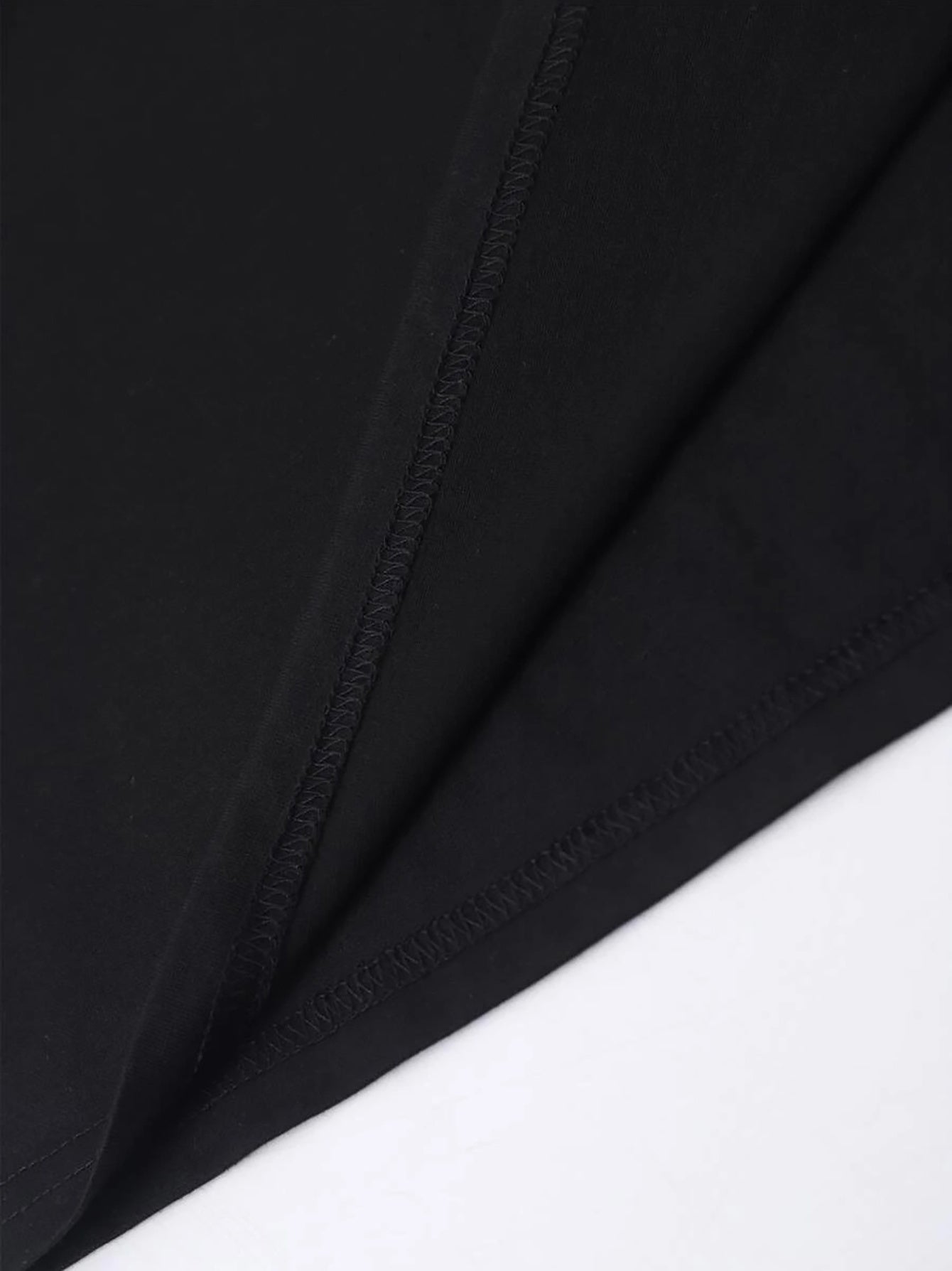 Close-up of black t-shirt fabric detail