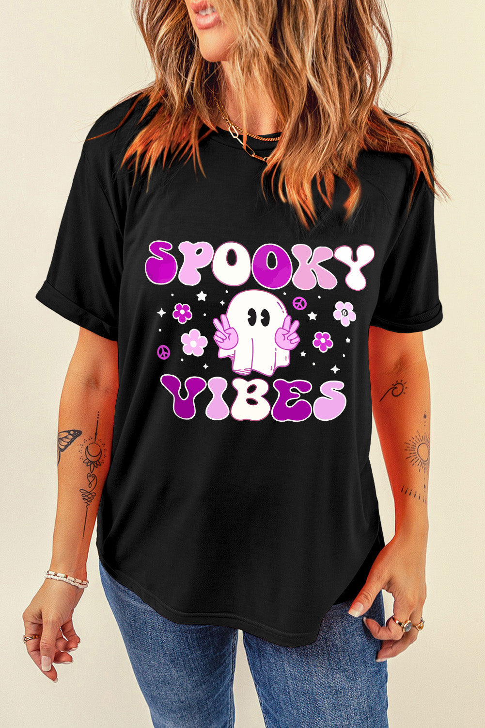 Black T-shirt featuring &