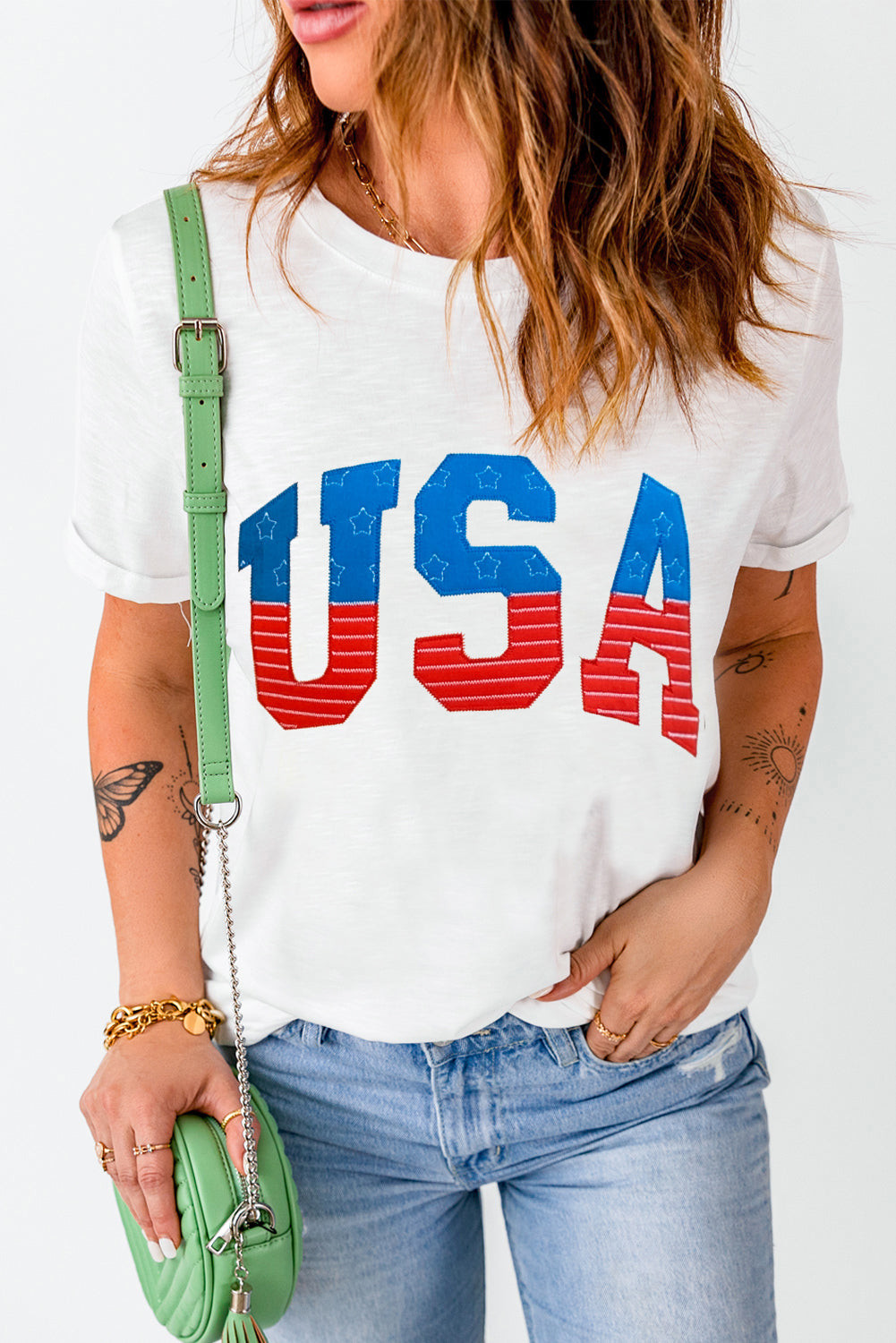 USA round neck short sleeve t-shirt, casual style