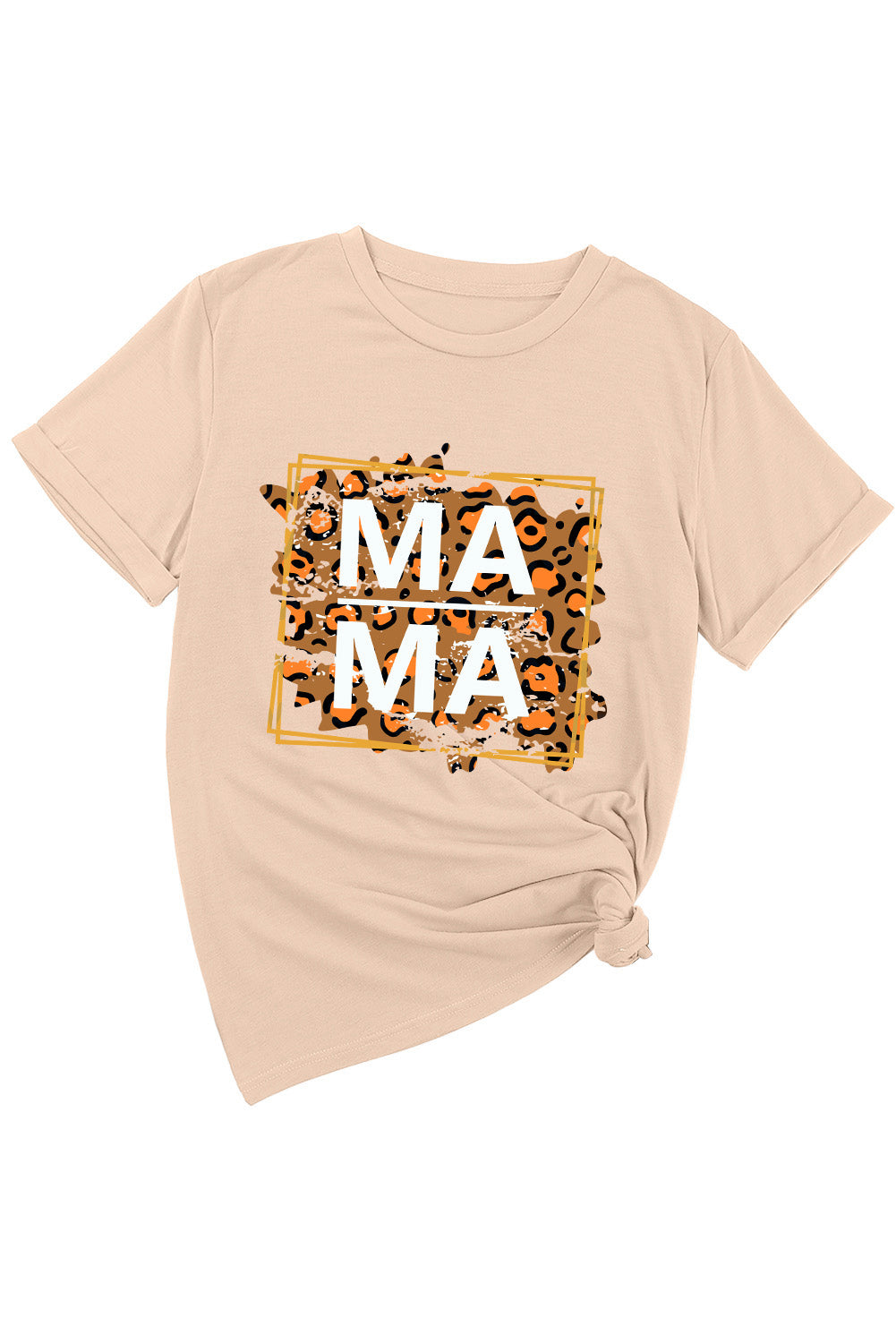 MAMA t-shirt with leopard print, styled with side knot