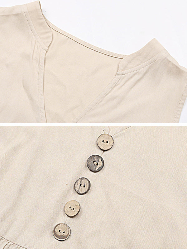 Ärmelloses, lockeres, lässiges, einfarbiges Tank-Top-Kleid