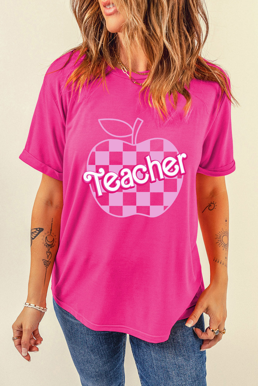 Pink T-shirt featuring &