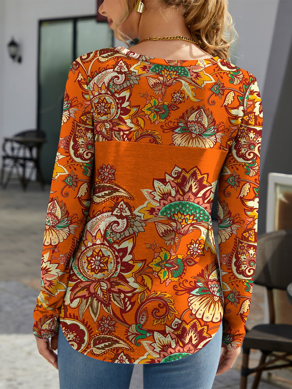 FAM-FAM printed round neck long sleeve t-shirt back view