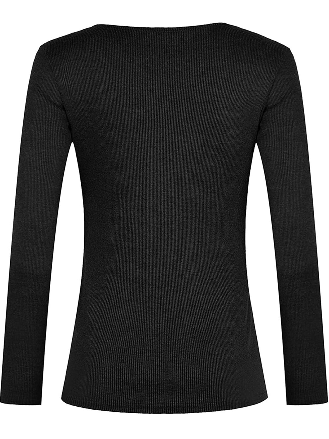 Back view of Full Size Half Snap Long Sleeve T-Shirt