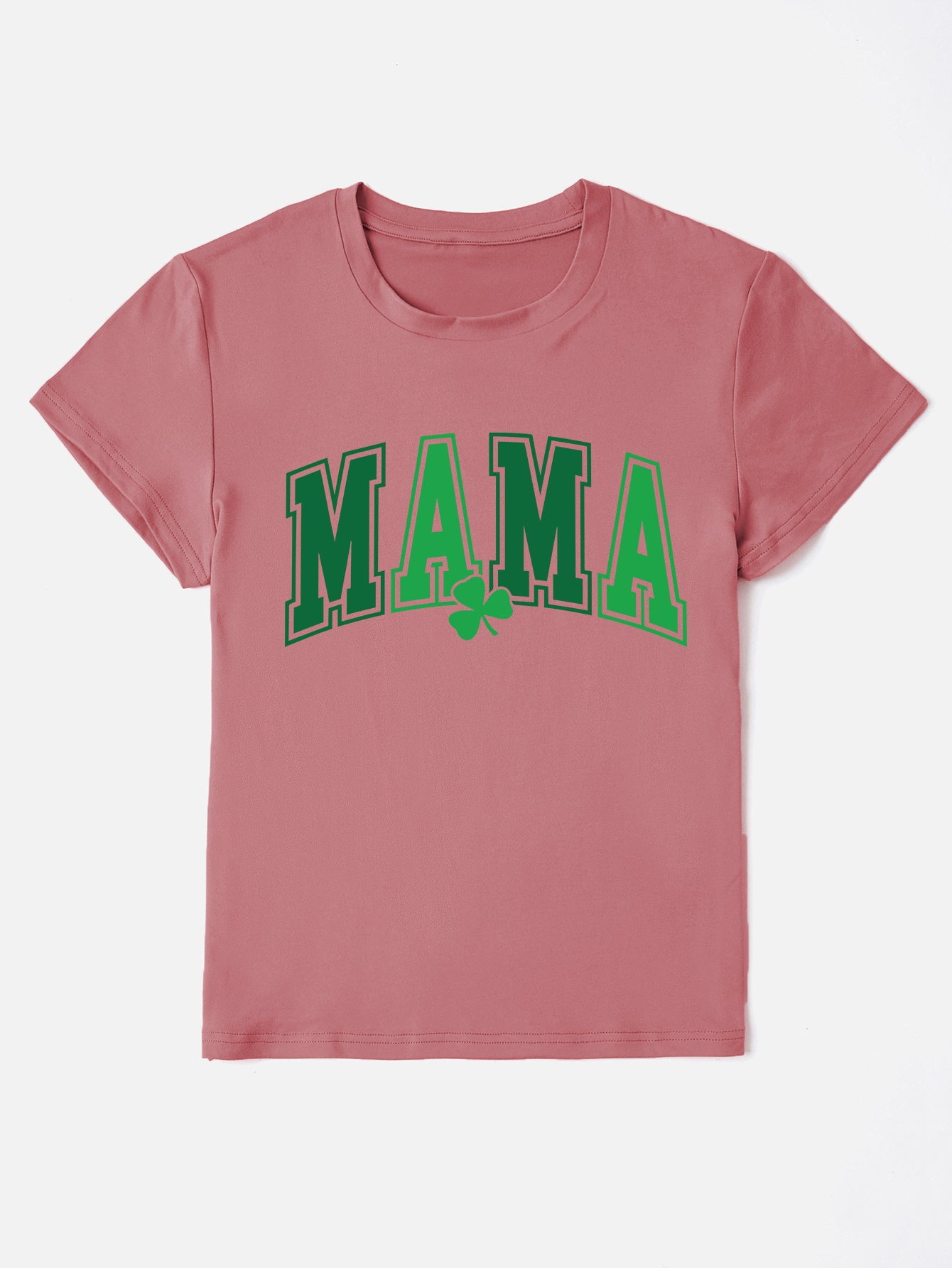 Dark gray MAMA round neck short sleeve T-shirt