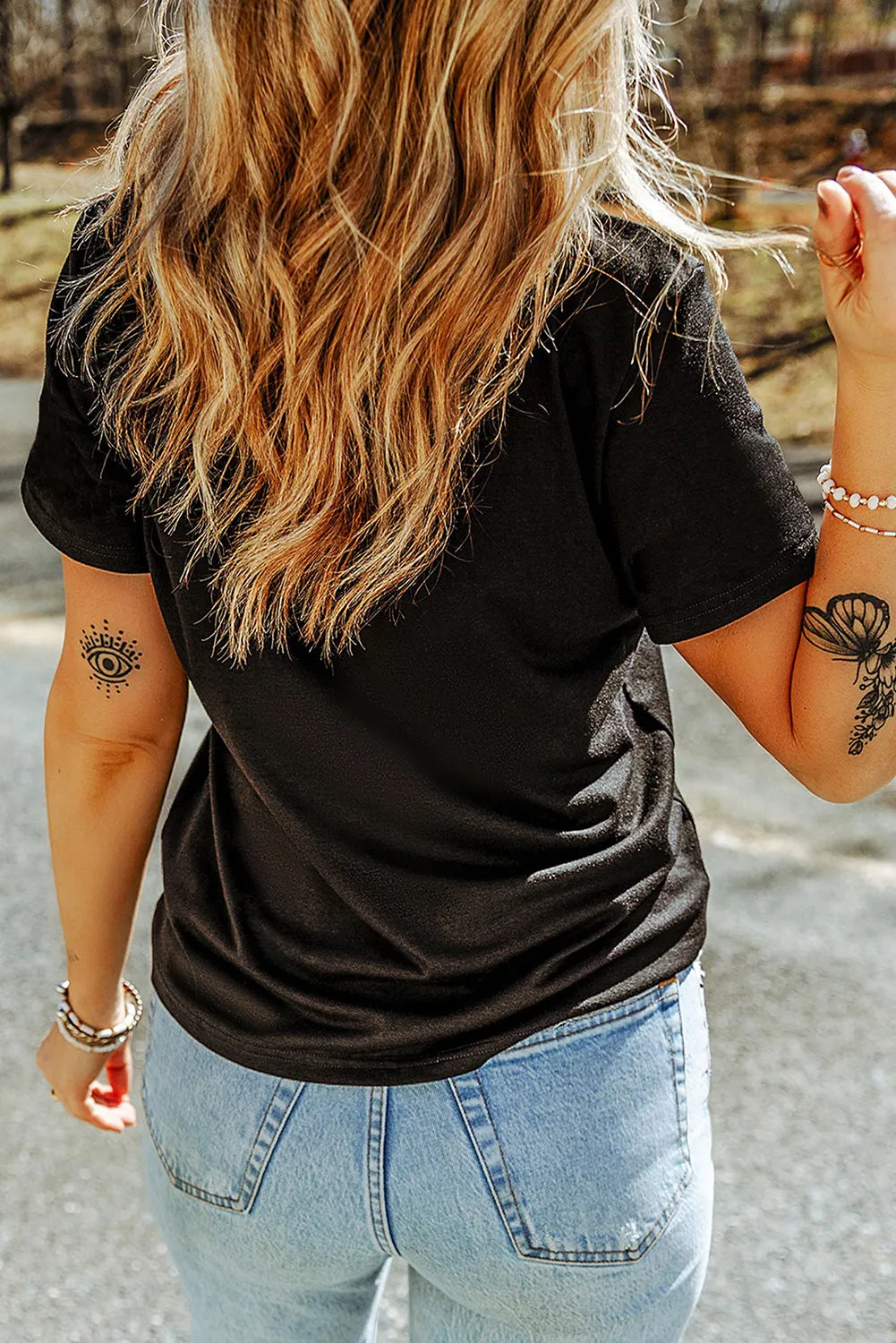 Back view of black Ghost T-Shirt with short sleeves