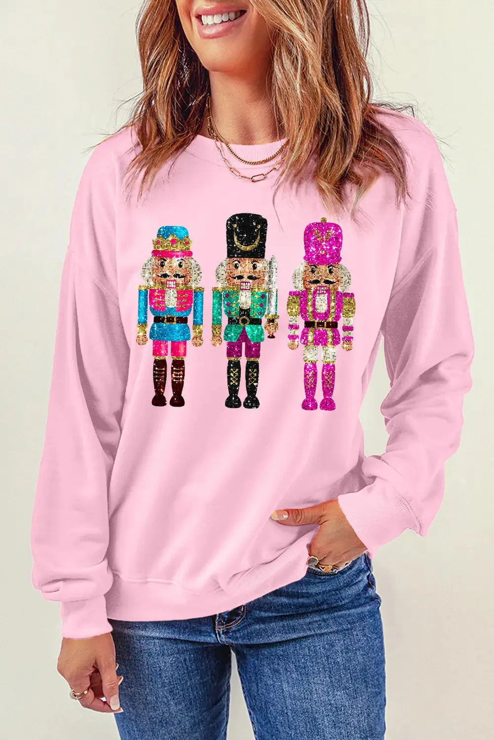 Nutcracker graphic sweatshirt in pink with long sleeves