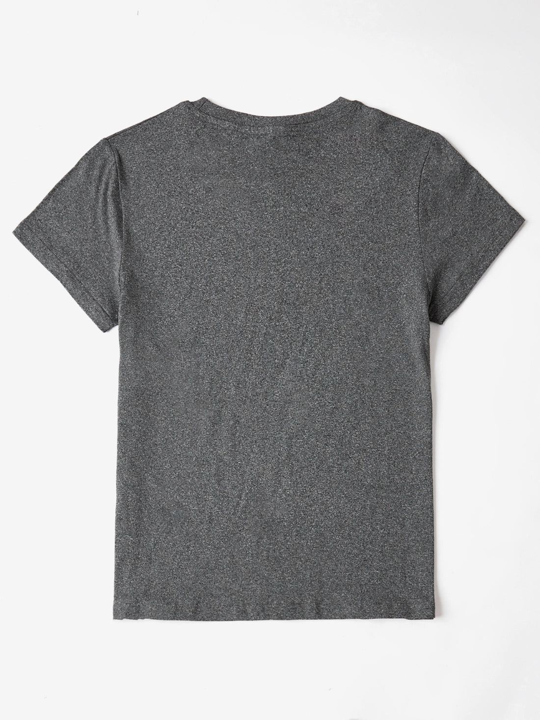 Back view of gray round neck short sleeve T-shirt