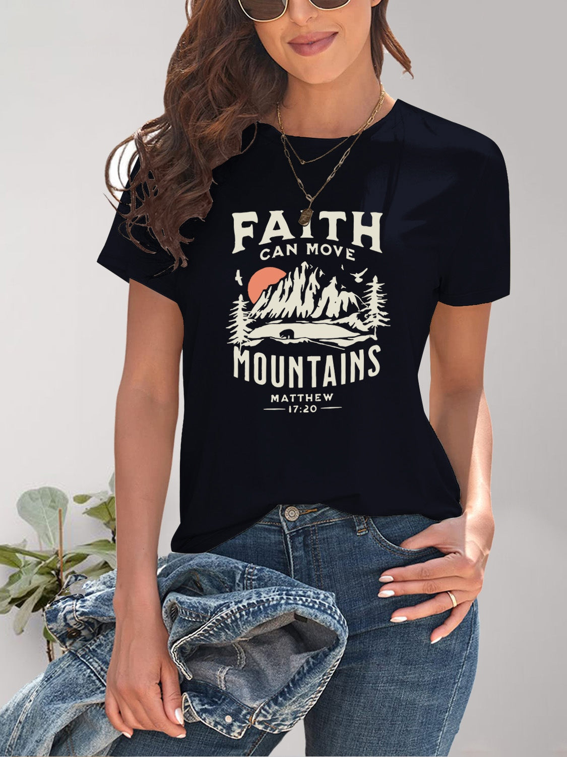 Navy t-shirt with mountain graphic design