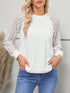 White lace raglan sleeve top with round neck, front view