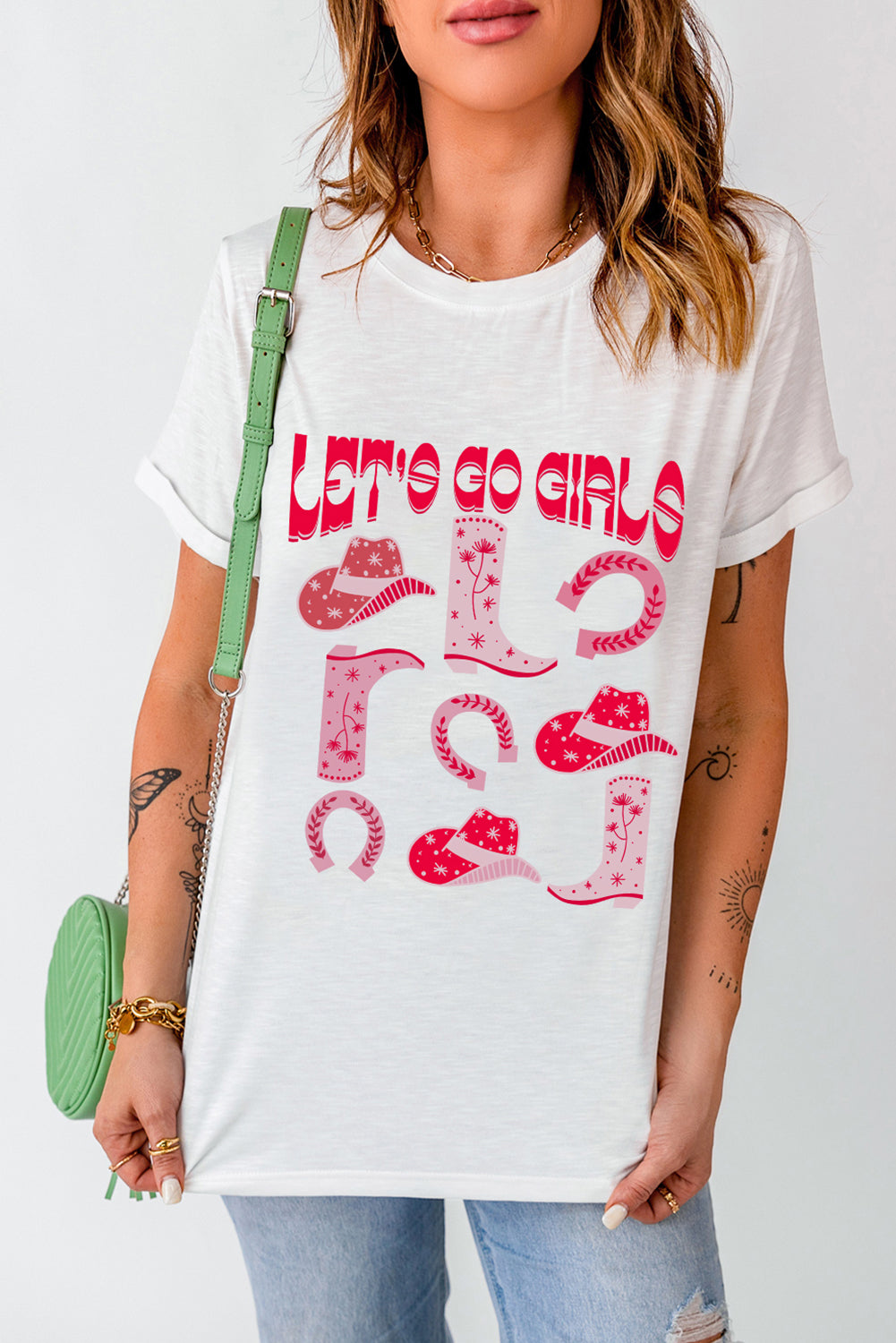 White T-shirt featuring red &