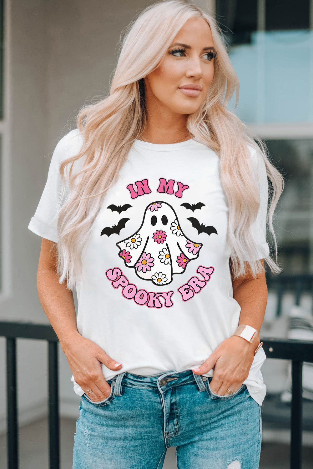 White T-shirt featuring &