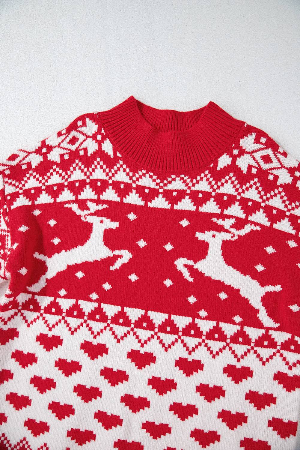 Front detail of Christmas sweater with reindeer pattern
