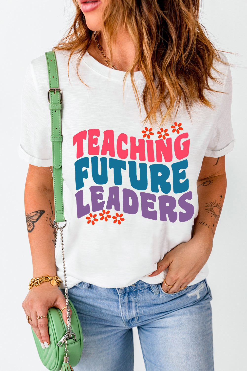 Round neck T-shirt featuring &